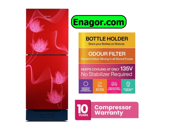 SINGER 230 LTR Top Mount Refrigerator | FTDS230-RG | Red